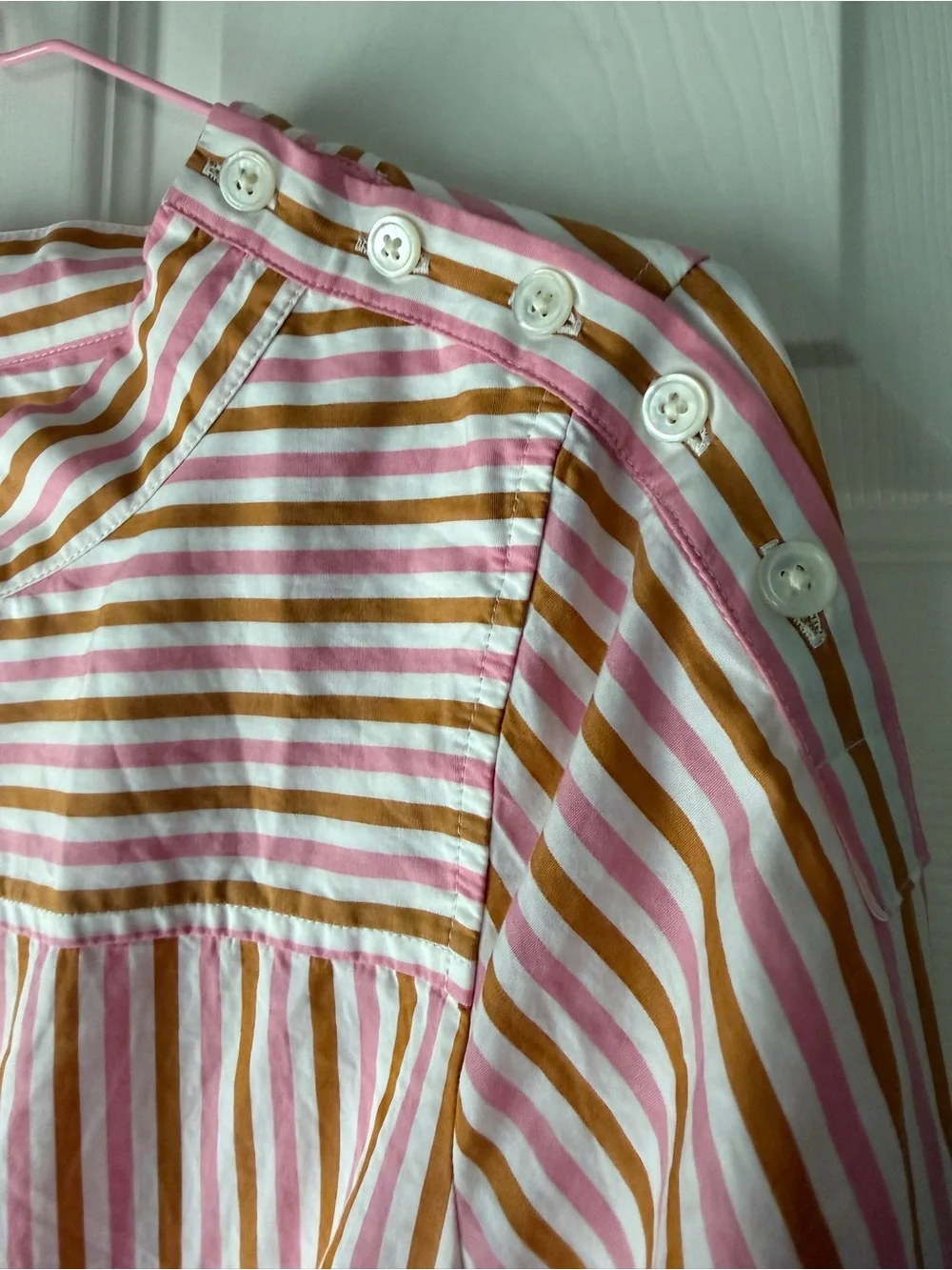 J Crew Pink & Brown Striped Top